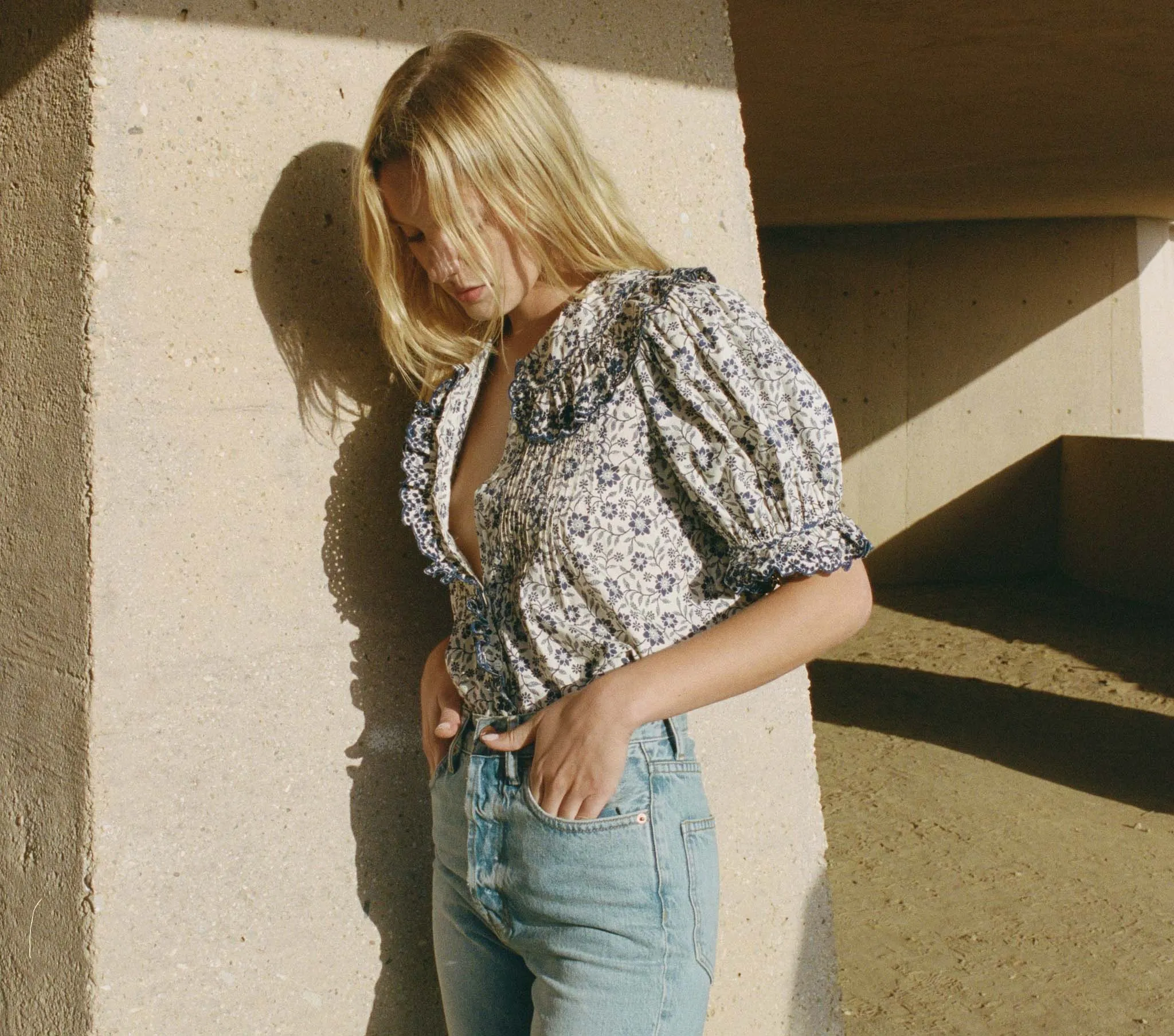 HMD -- QUINCY TOP -- CREAM JESSAMINE CALICO sold by Doen product image thumbnail 2