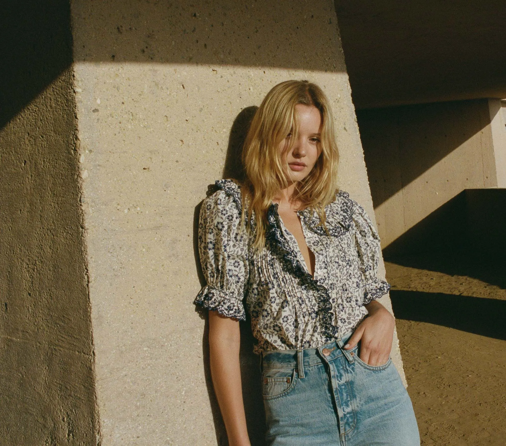 HMD -- QUINCY TOP -- CREAM JESSAMINE CALICO sold by Doen