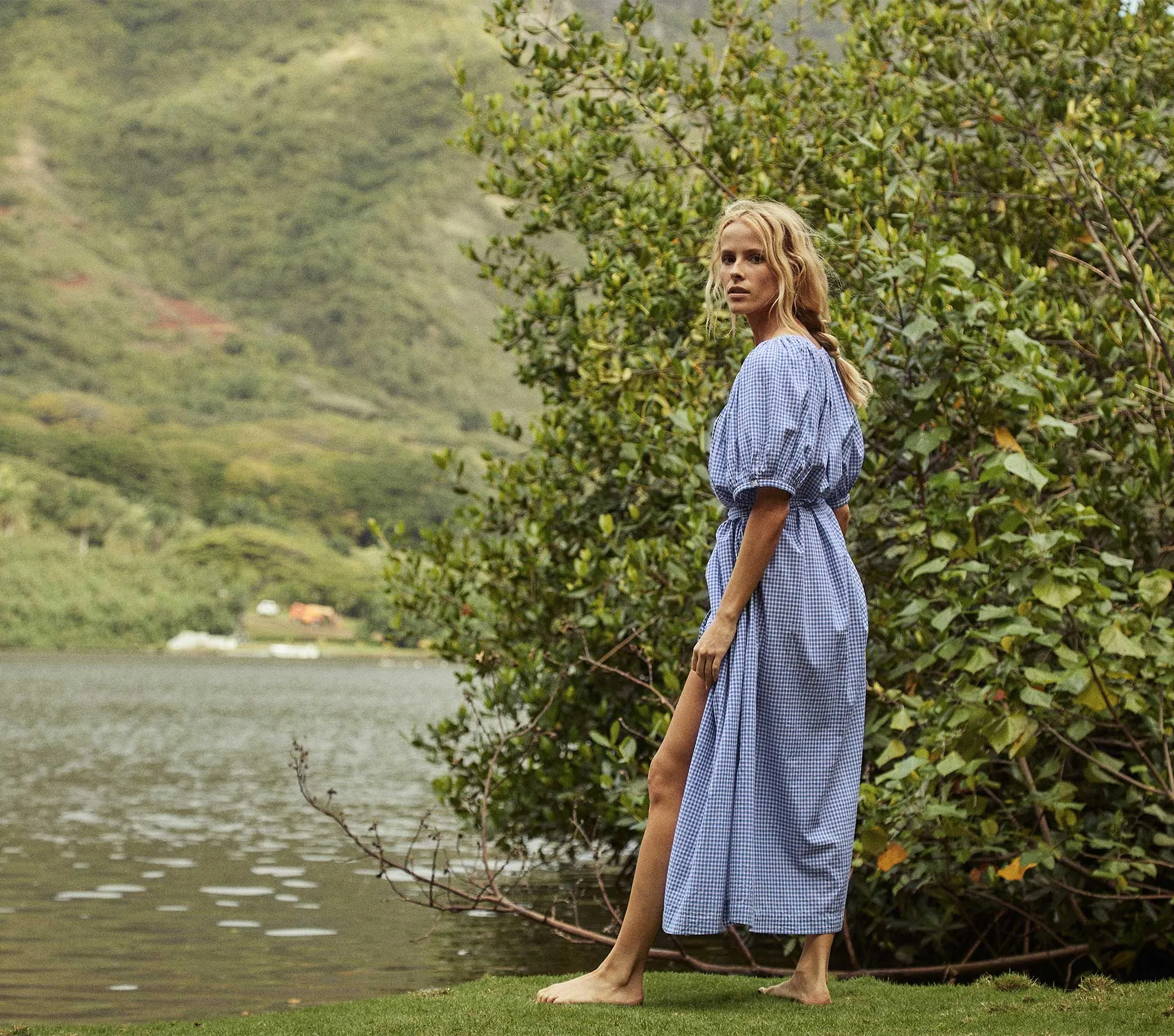 HMD -- JUNO DRESS -- SKY SOMERSET PLAID sold by Doen product image thumbnail 4