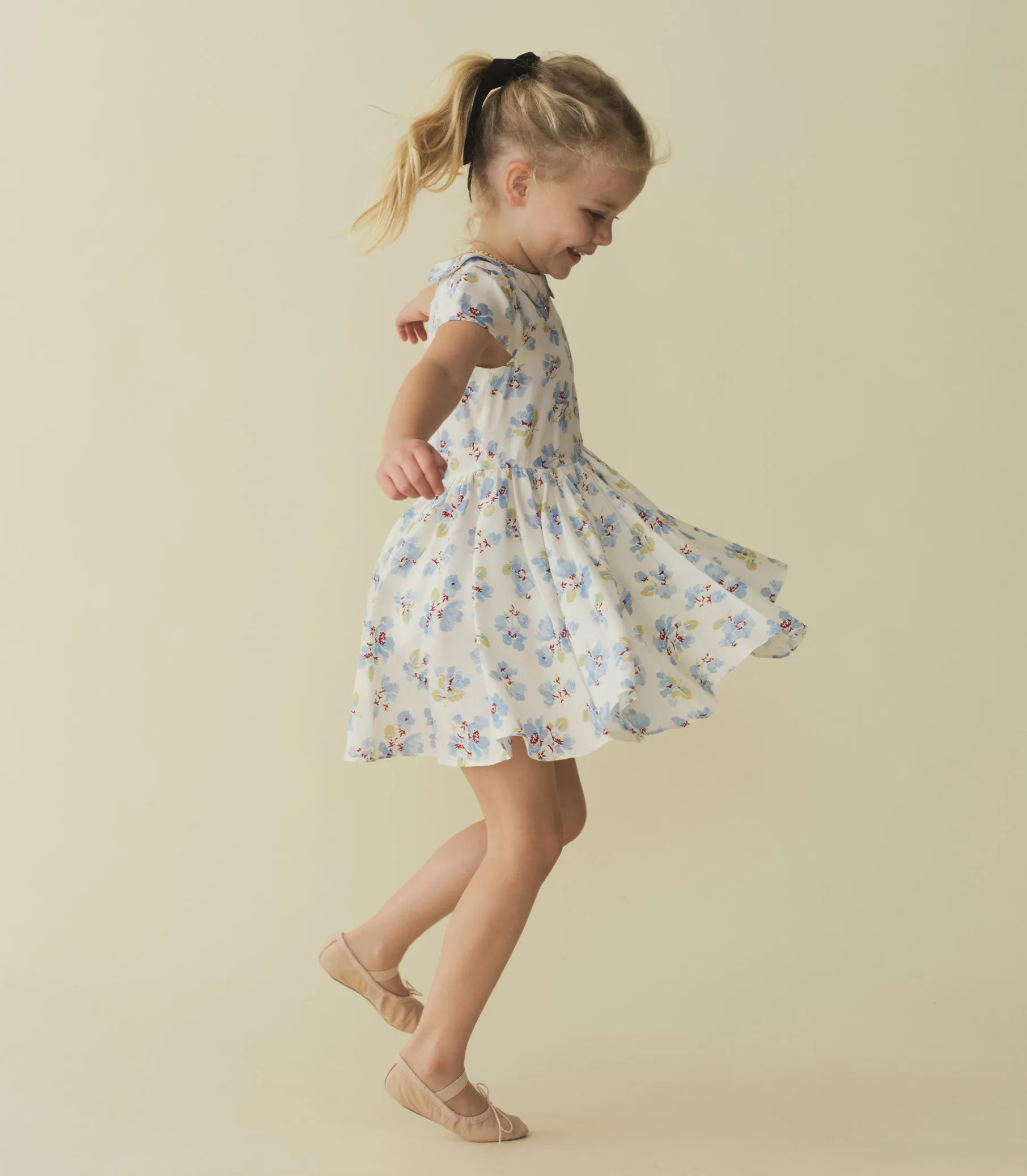 DORA DRESS -- BLEU FROLICKING FLORAL sold by Doen product image thumbnail 3