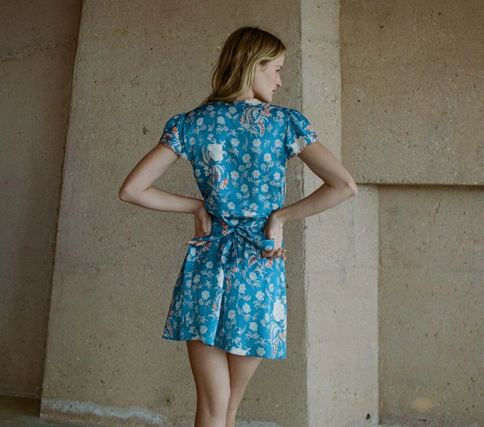 HMD -- DIANNE DRESS -- AZURE HOLLYHOCK HILLS sold by Doen product image thumbnail 3