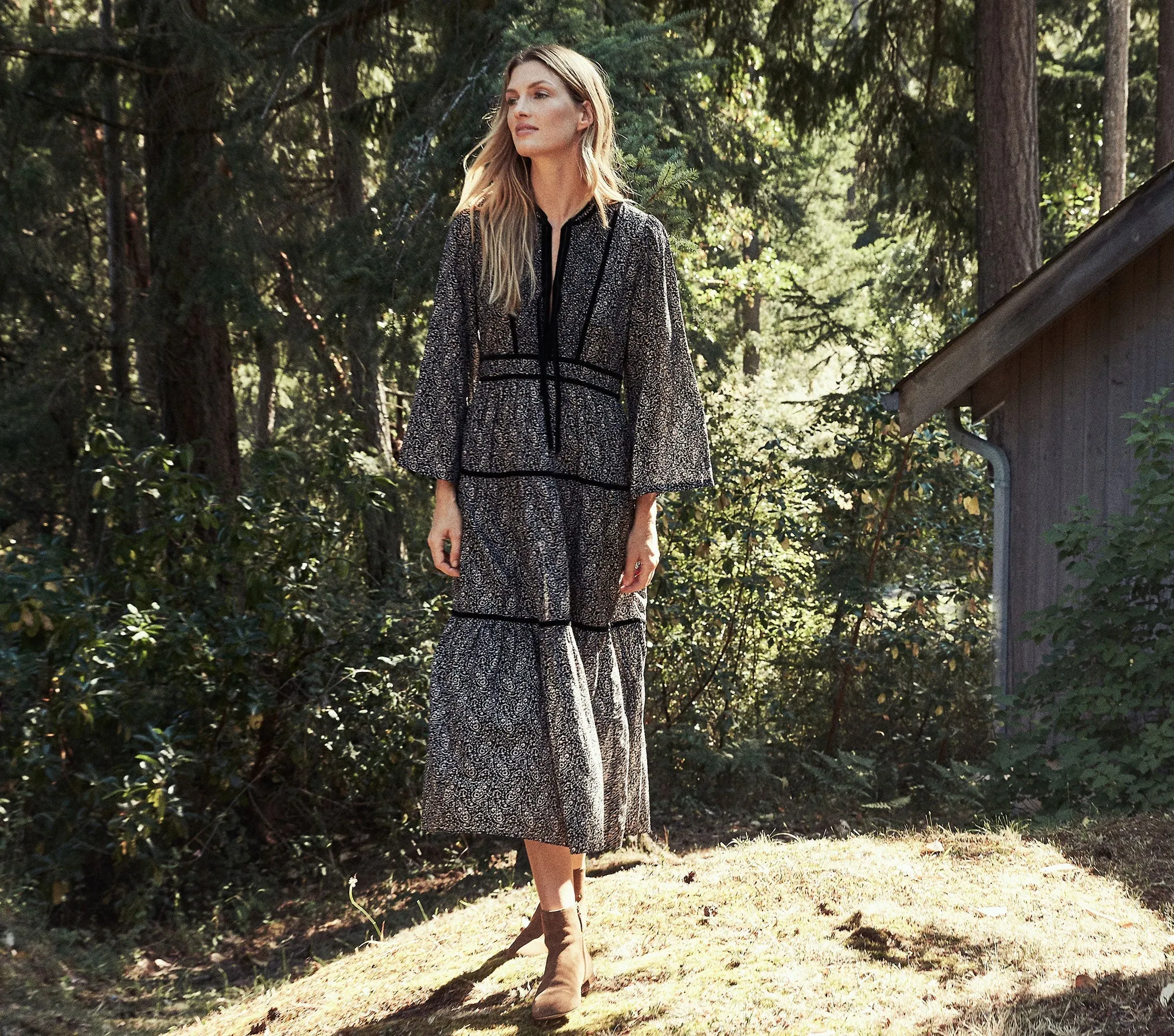 HMD -- ELIX DRESS -- BLACK PRAIRIE PAISLEY sold by Doen product image thumbnail 2