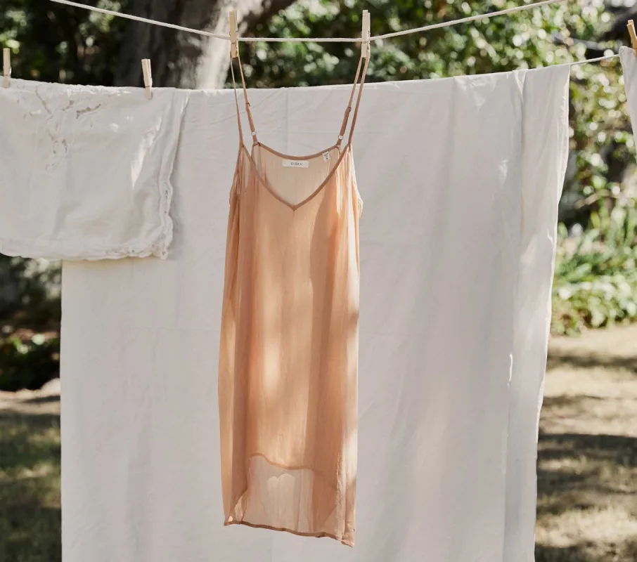 HMD -- SHORT DEEP V-NECK SLIP -- SAND DOLLAR sold by Doen