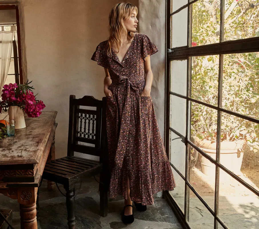 HMD -- MARFA DRESS -- BLUE LAUREL CANYON ROSE sold by Doen