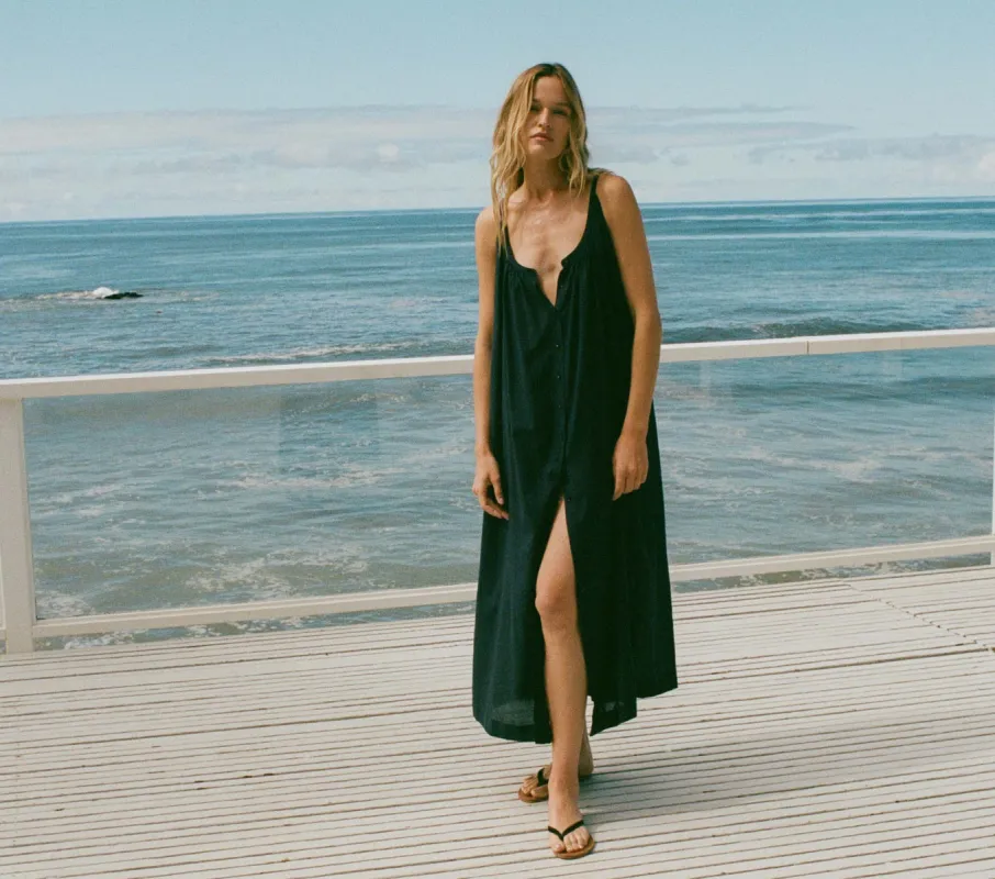 NEVITA DRESS -- NAVY sold by Doen