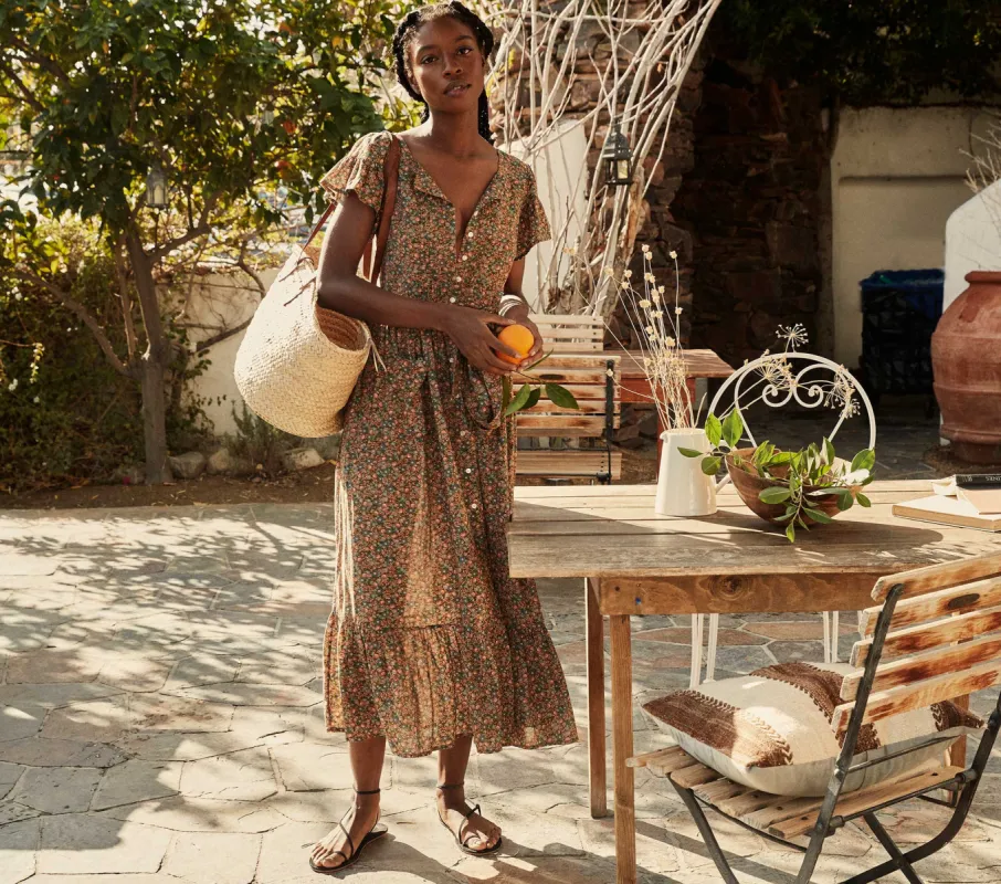 HMD -- MARFA DRESS -- YELLOW LAUREL CANYON ROSE sold by Doen