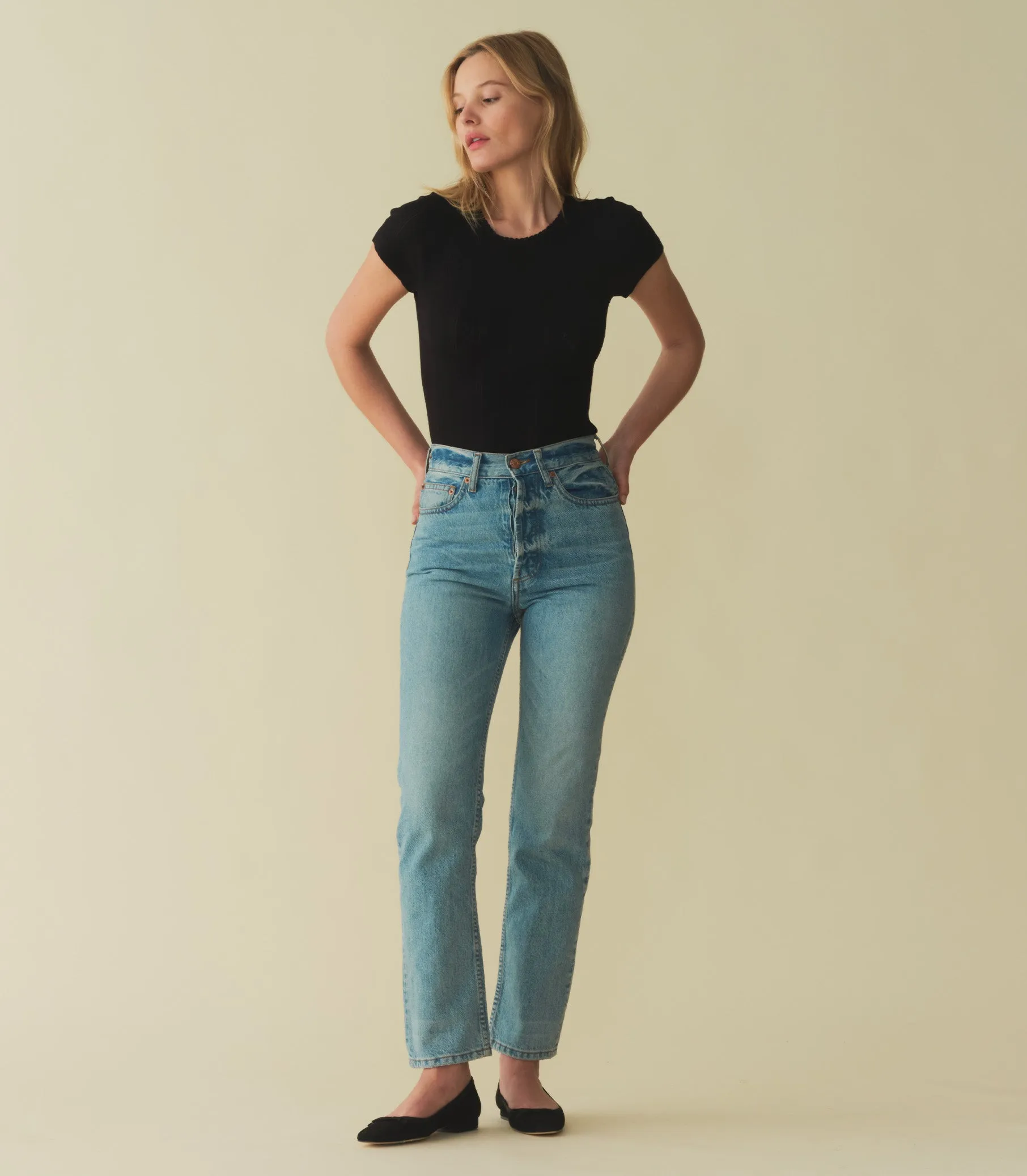 VIVI TEE -- BLACK QUELLE JOLIE POINTELLE sold by Doen product image thumbnail 3