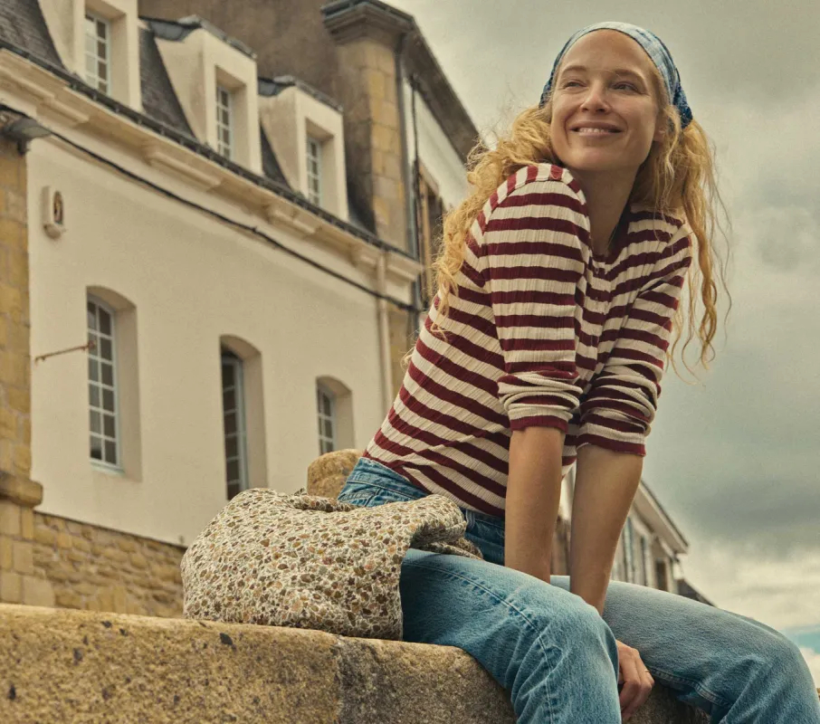 HMD -- PAOLA TEE -- RED STRIPE sold by Doen