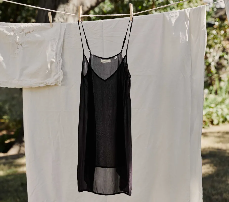 HMD -- SHORT DEEP V-NECK SLIP -- BLACK sold by Doen
