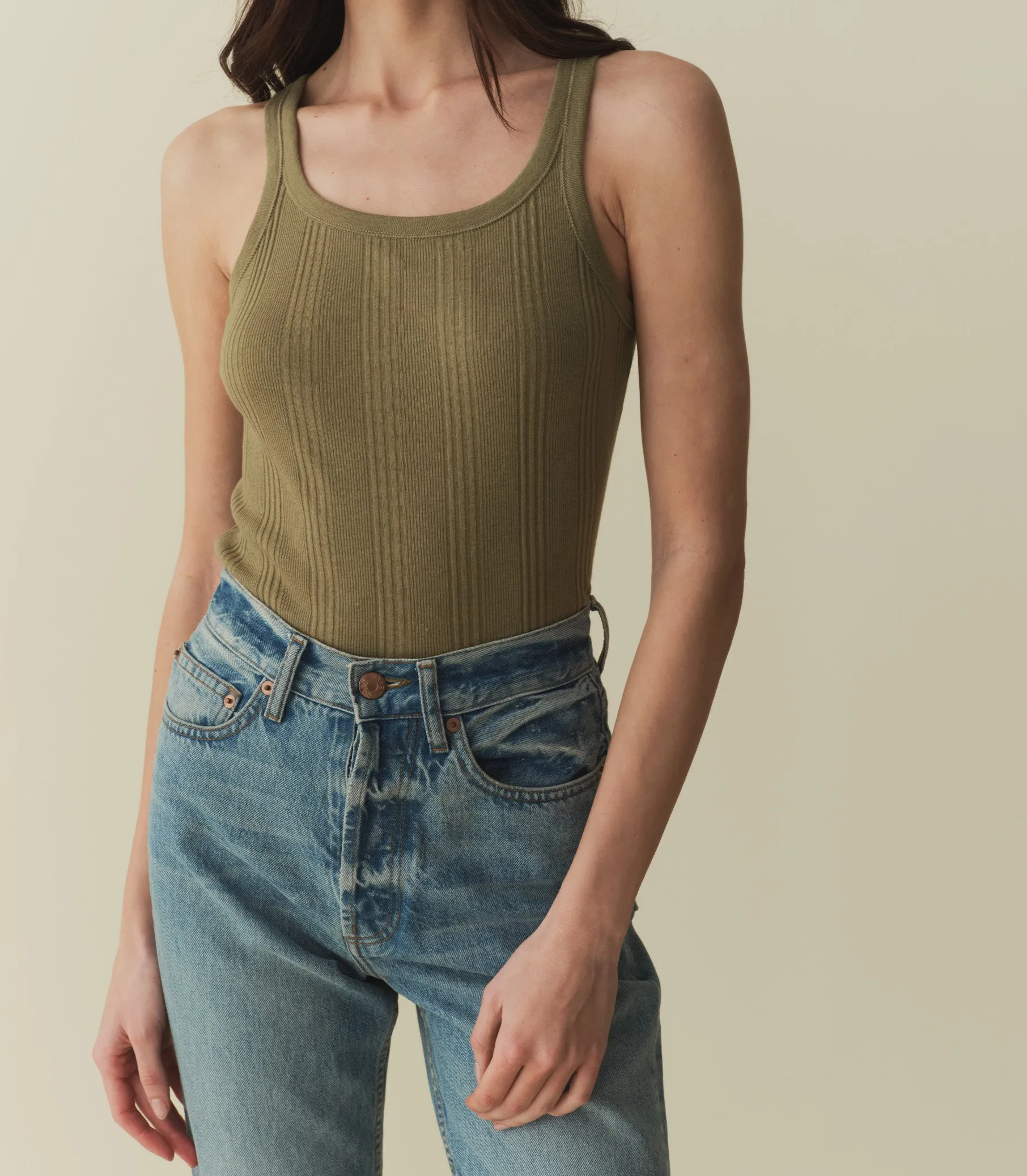 SEINE CASHMERE BLEND TANK -- PASTURE sold by Doen