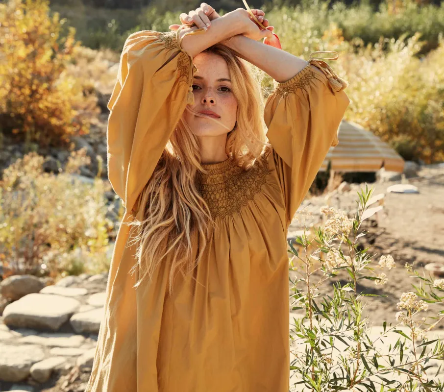 HMD -- THEDA DRESS -- WHEAT sold by Doen