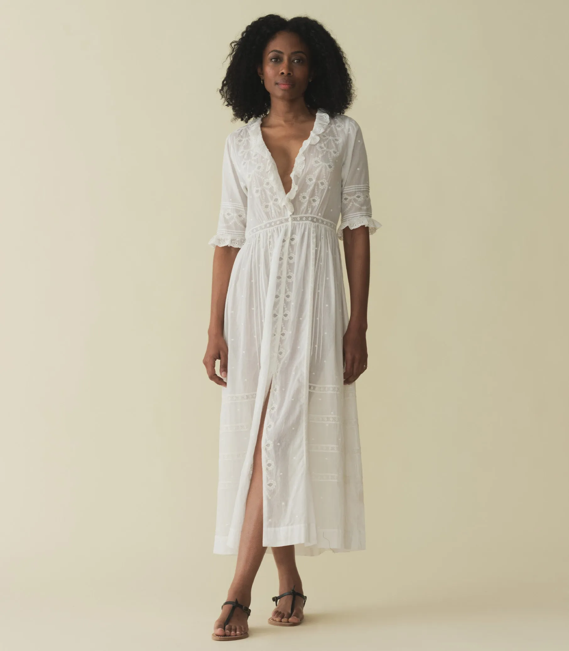 knee length dresses for ladies Rosabella Side Shirred Long Dress main image 0