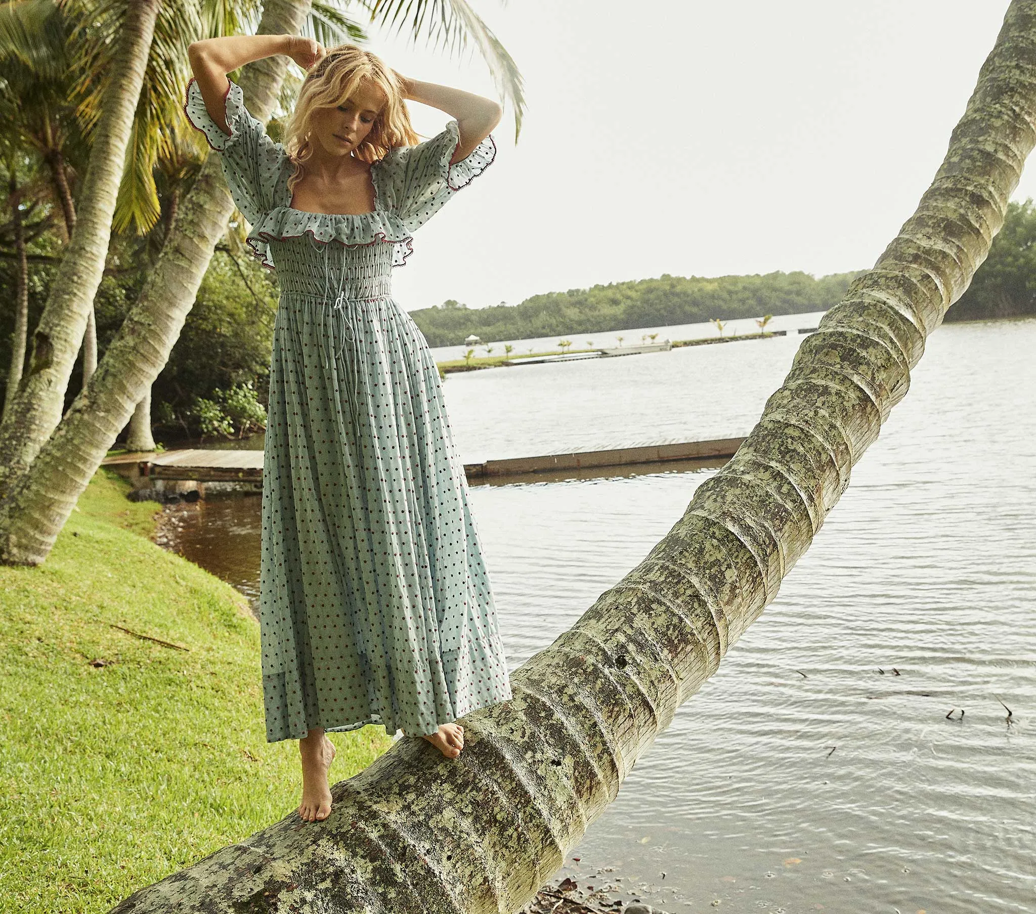 HMD -- SOL DRESS -- AZURE SWISS DOT sold by Doen product image thumbnail 5