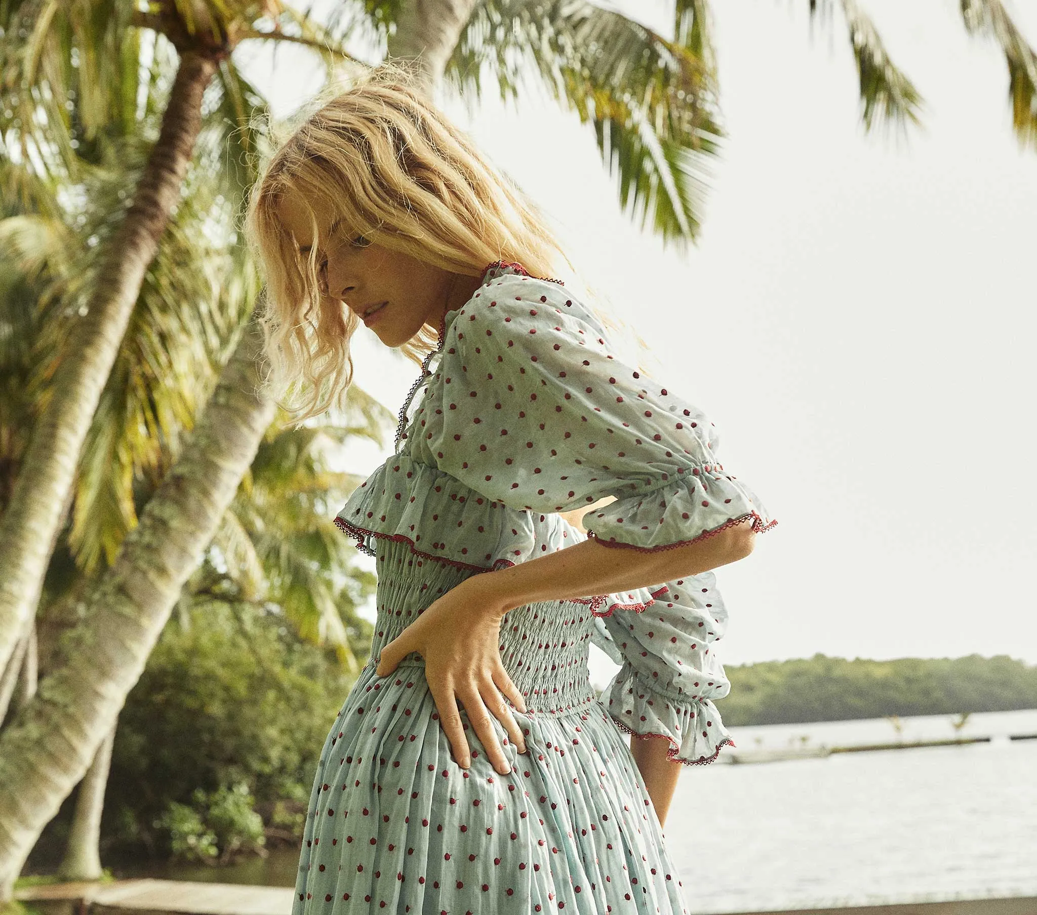 HMD -- SOL DRESS -- AZURE SWISS DOT sold by Doen product image thumbnail 4