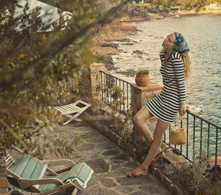 HMD -- COMO DRESS -- NAVY STRIPE made by Doen
