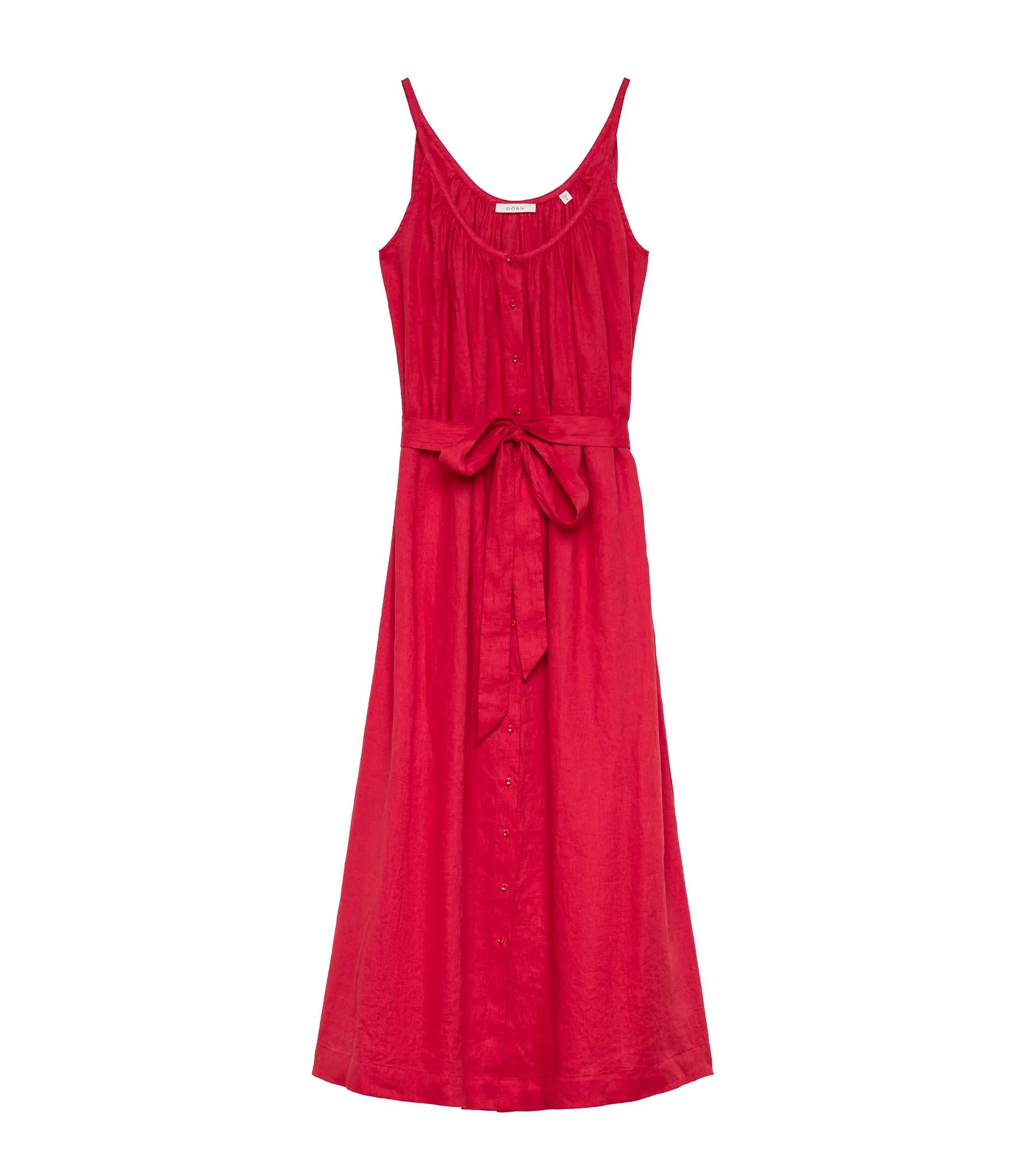 NEVITA LINEN DRESS -- SCARLET | Parallel