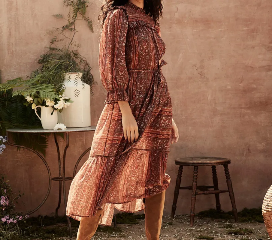 HMD -- MOUNTAIN DRESS -- EARTH MANDEVILLA VINE FLORAL PRINT sold by Doen