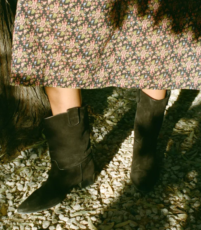 DEMI RIVIERA BOOT -- BLACK SUEDE made by Doen