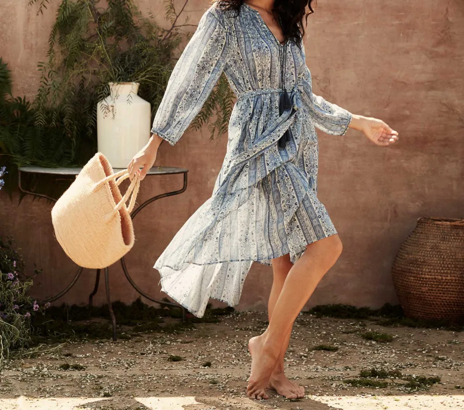 HMD -- NORMANDY DRESS -- BLUE MANDEVILLA VINE FLORAL PRINT sold by Doen