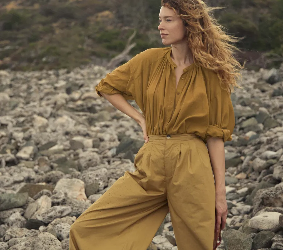 HMD -- THE JANE BLOUSE -- GOLDEN WILLOW sold by Doen