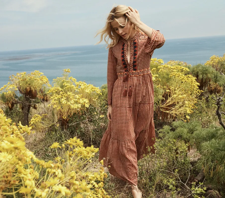 HMD -- PREM DRESS -- CLAY COMBO BLOCK PRINT sold by Doen