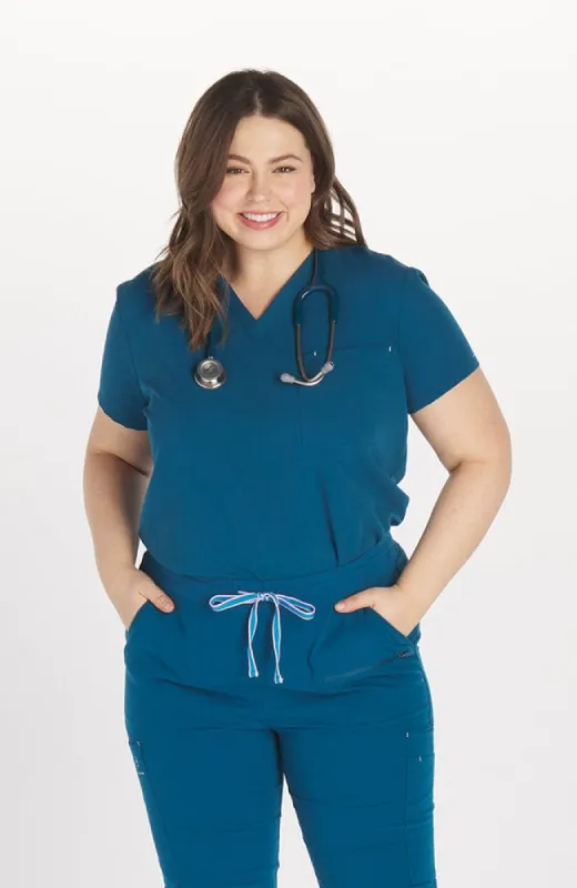 Mayfair V Neck 2-Pocket CORE Scrub Top sold by dolan