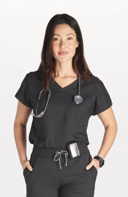 Walker Drop Shoulder 2-Pocket TLC Scrub Top sold by dolan