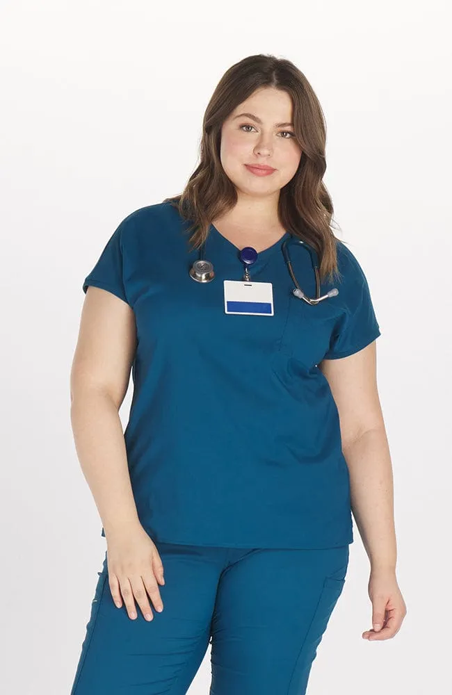 Walker Drop Shoulder 2-Pocket TLC Scrub Top sold by dolan