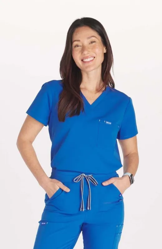 Mayfair V Neck 2-Pocket CORE Scrub Top sold by dolan
