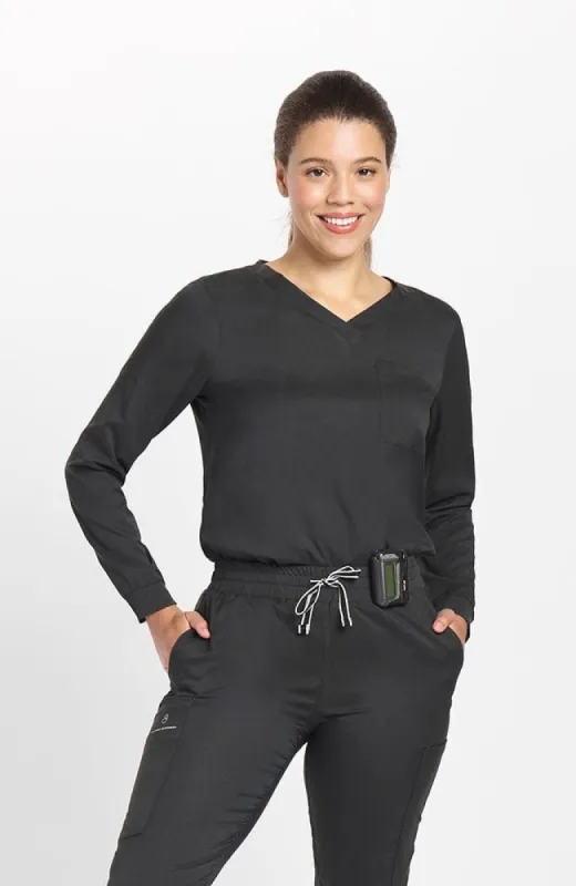 Hana Long Sleeve V Neck 2-Pocket TLC Scrub Top - FINAL SALE sold by dolan