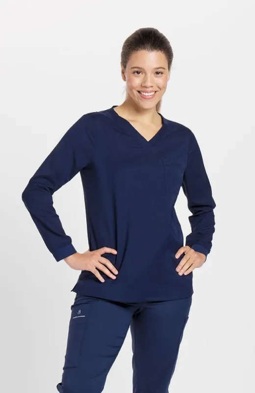 Hana Long Sleeve V Neck 2-Pocket TLC Scrub Top - FINAL SALE sold by dolan