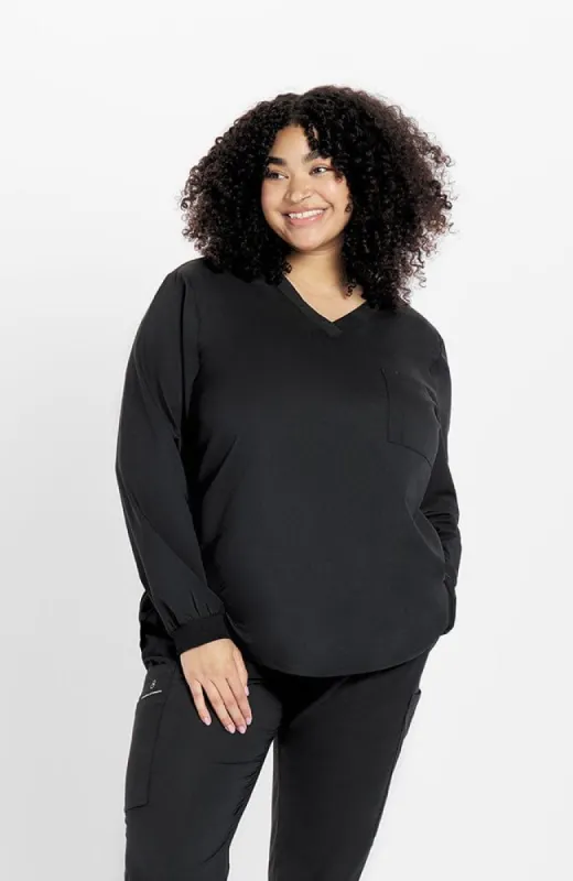 Hana Long Sleeve V Neck 2-Pocket TLC Scrub Top - FINAL SALE sold by dolan