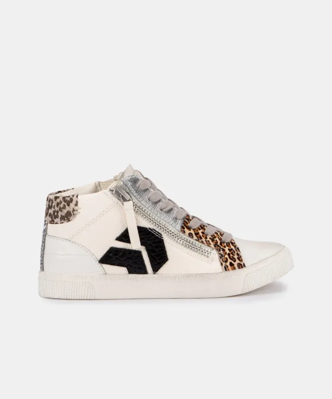 ZONYA SNEAKERS IN WHITE/BLACK EMBOSSED LIZARD - re:vita sold by Dolce Vita