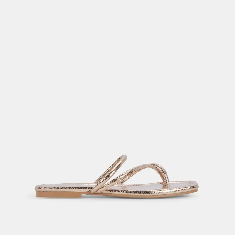 LEANNA SANDALS DARK GOLD CRACKLED STELLA sold by Dolce Vita