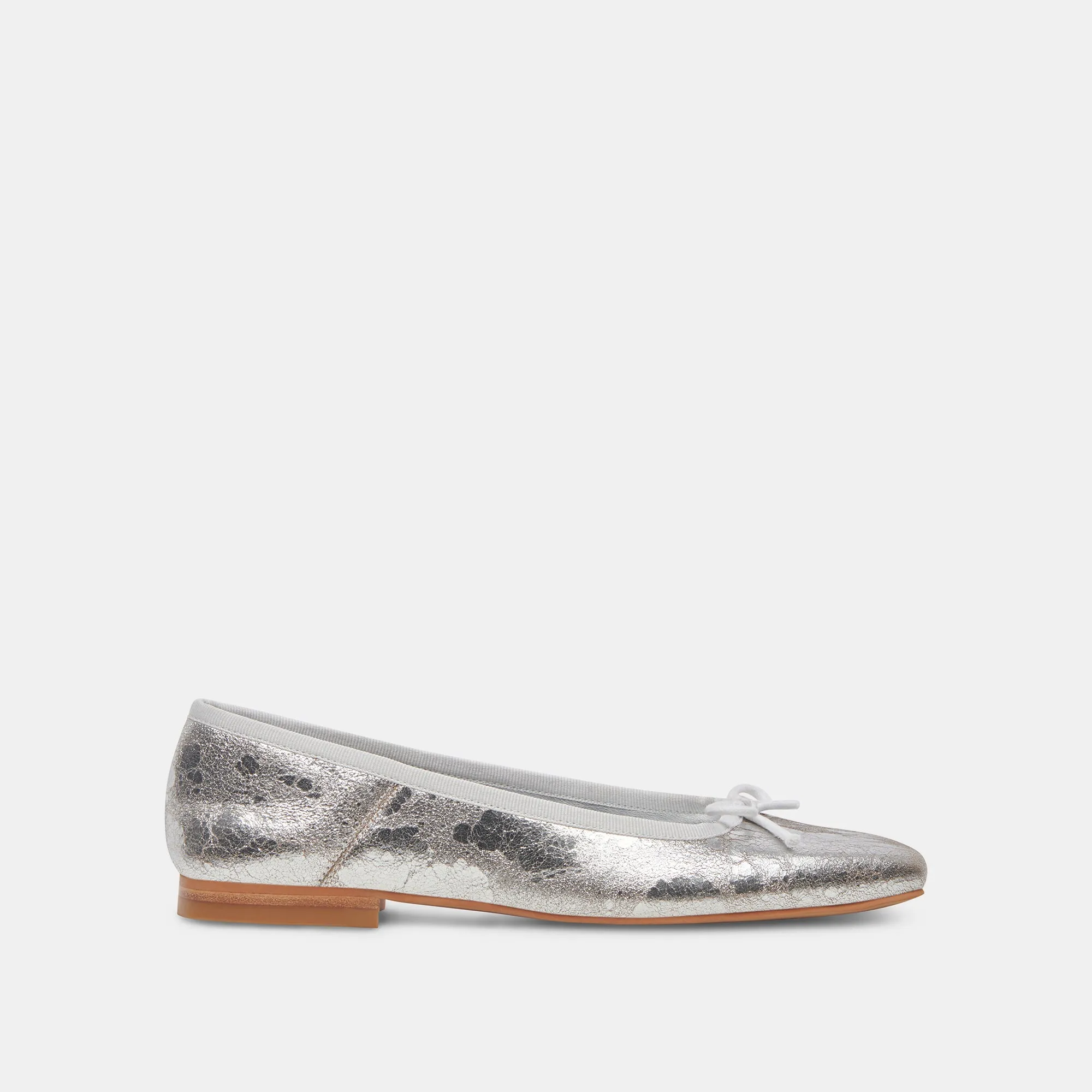 ANISA WIDE BALLET FLATS SILVER DISTRESSED LEATHER sold by Dolce Vita