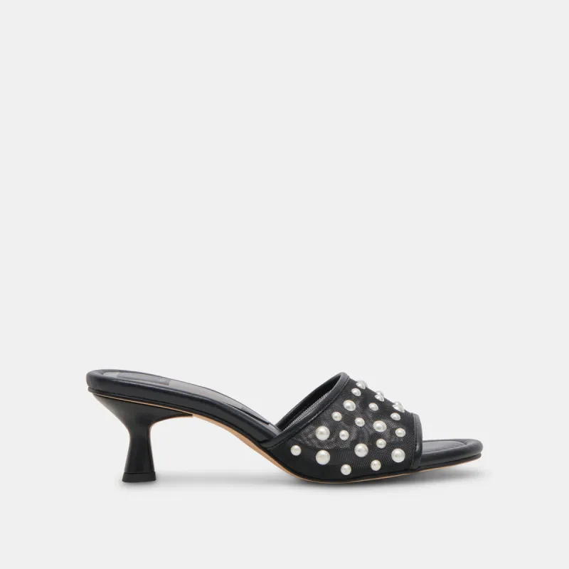 MEEZA PEARL HEELS ONYX MESH sold by Dolce Vita