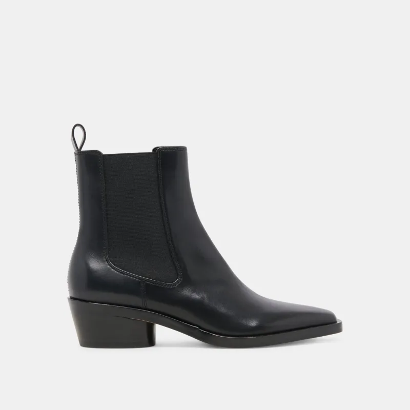 FOSTER BOOTIES BLACK LEATHER sold by Dolce Vita