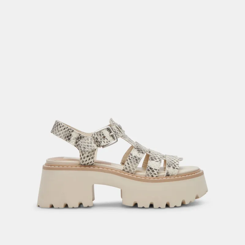 LATICE SANDALS GREY WHITE EMBOSSED LEATHER sold by Dolce Vita