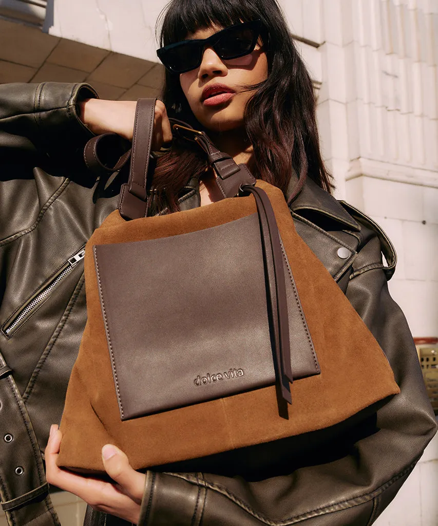 HANA SHOULDER BAG TOBACCO SUEDE sold by Dolce Vita