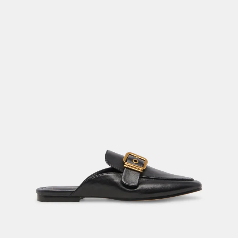 SANTEL FLATS BLACK LEATHER sold by Dolce Vita