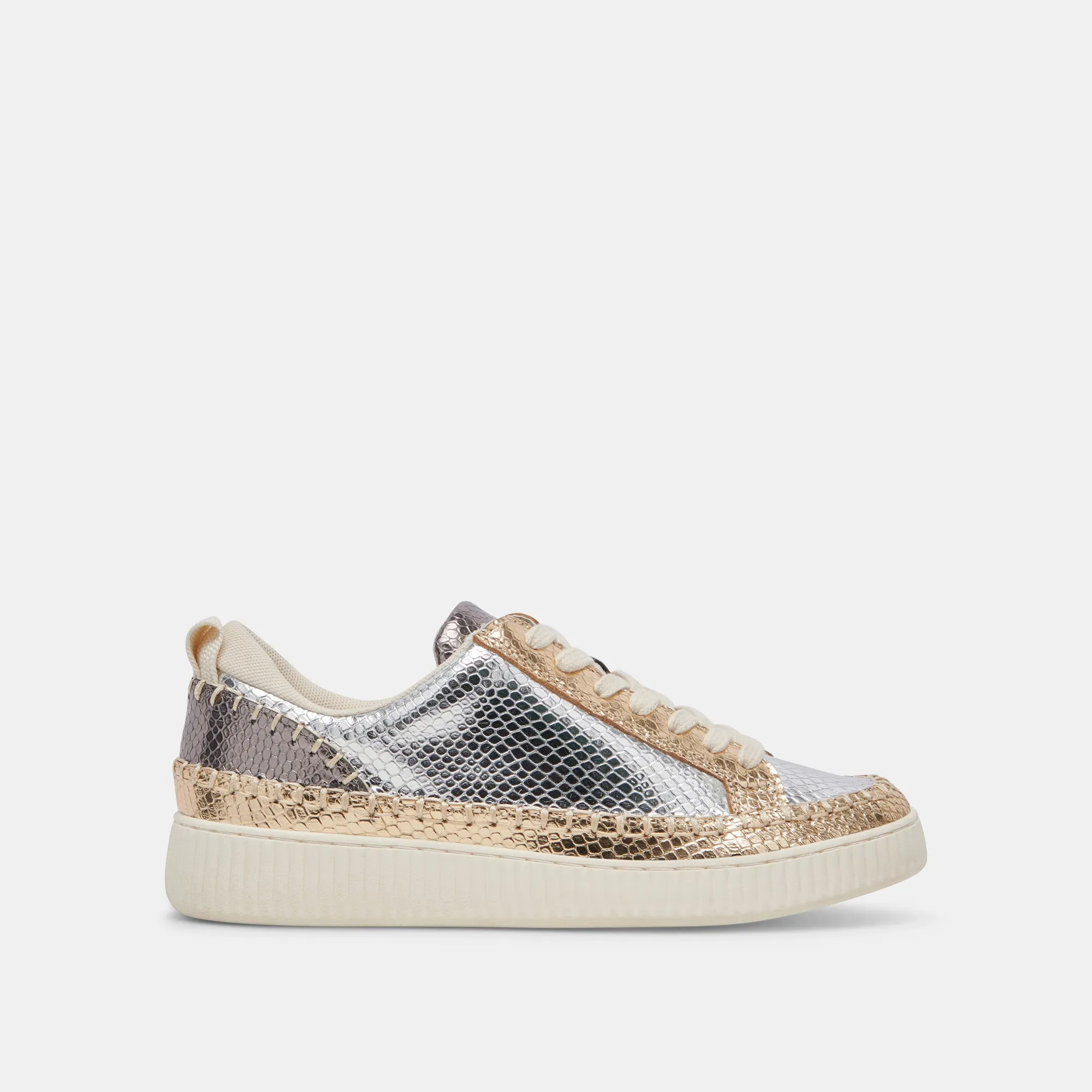 NICONA SNEAKERS SILVER GOLD EMBOSSED LEATHER sold by Dolce Vita