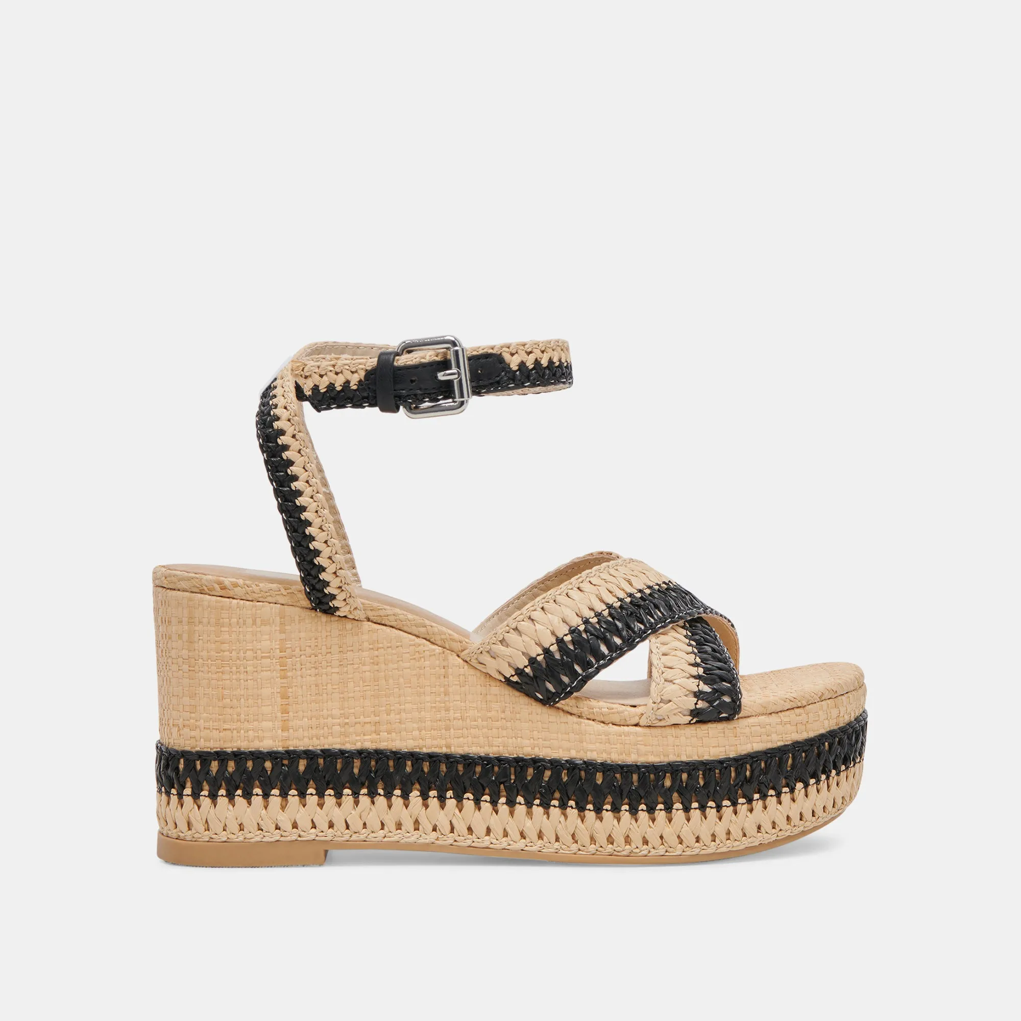 TULANE WEDGES BLACK NATURAL RAFFIA sold by Dolce Vita