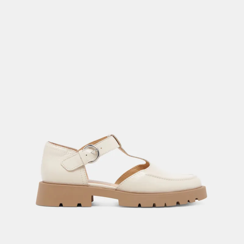 EMILIO FLATS CREAM CRINKLE PATENT LEATHER sold by Dolce Vita