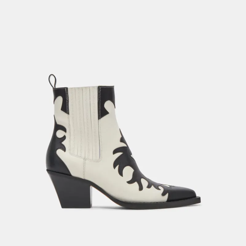 RENIA BOOTS BLACK WHITE LEATHER made by Dolce Vita