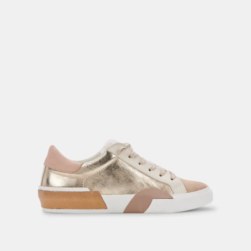 ZINA PLUSH SNEAKERS GOLD LEATHER - re:vita - re:vita sold by Dolce Vita