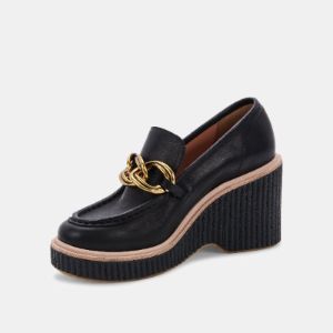 BRENAN WEDGES BLACK LEATHER sold by Dolce Vita