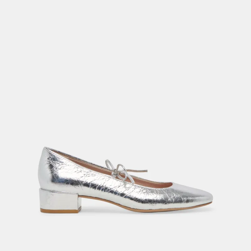 ARDIEN HEELS SILVER CRINKLE PATENT sold by Dolce Vita