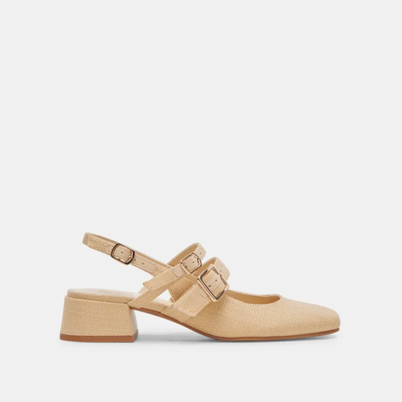 PATZY HEELS NATURAL RAFFIA sold by Dolce Vita