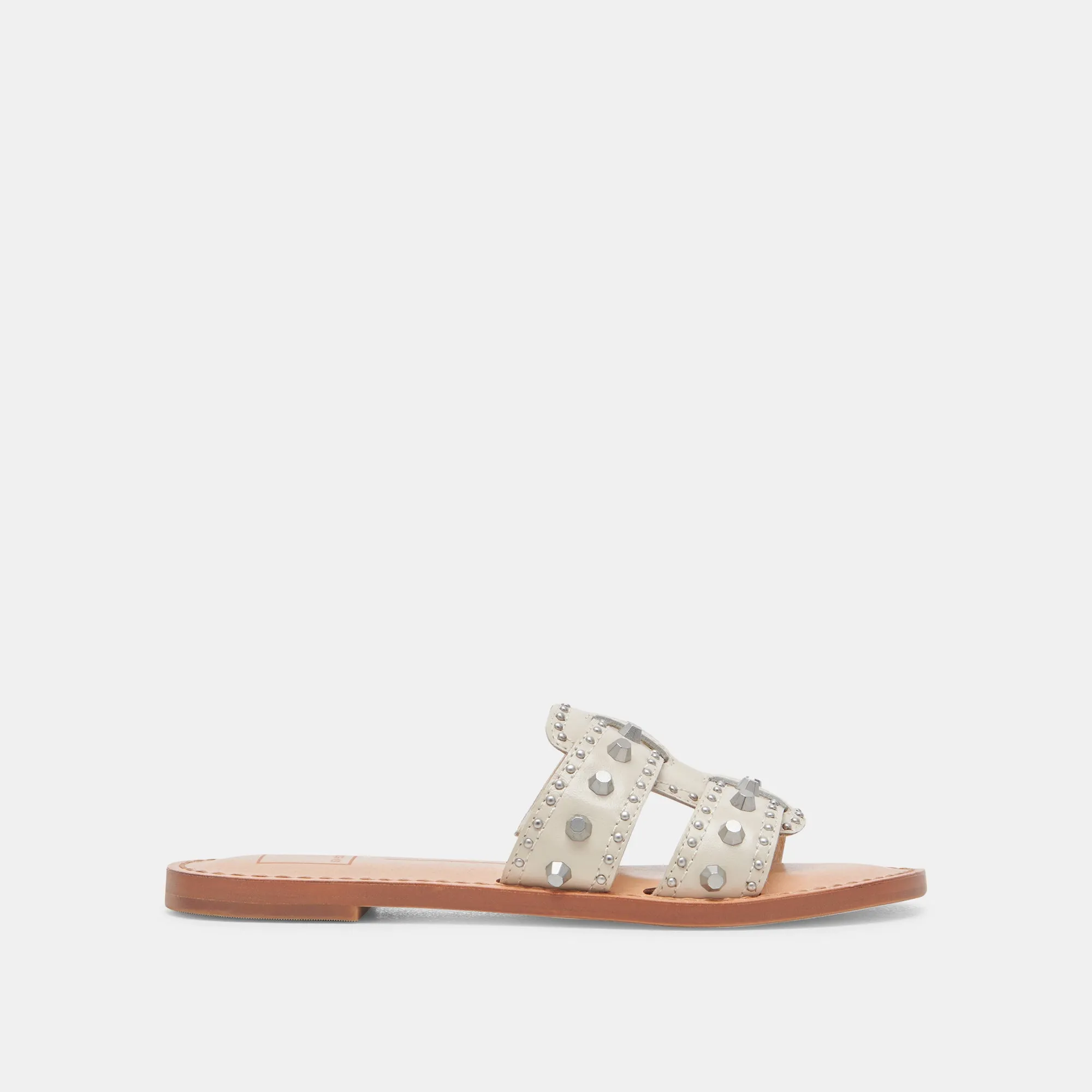 WESLA STUD SANDALS IVORY CRINKLE PATENT sold by Dolce Vita