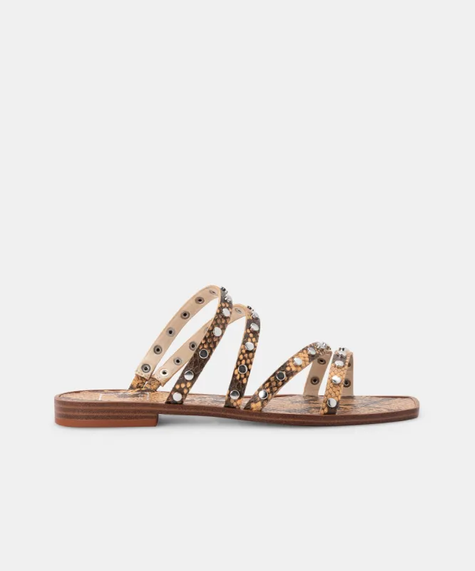 IZABEL WIDE STUDDED SANDALS MANGO SNAKE PRINT STELLA sold by Dolce Vita